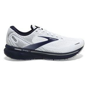 Brooks Ghost 14 Mens Road Running Shoes White/Grey/Navy | USA-KIH412578